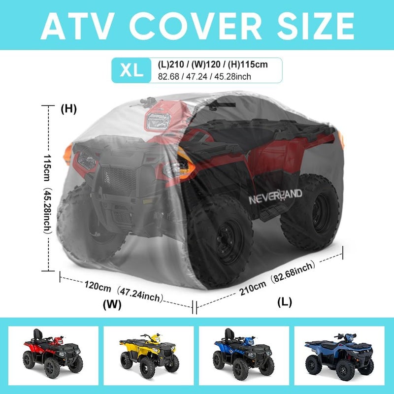 NEVERLAND ATV Cover Waterproof Heavy Duty XL Universal Quad Cover Outdoor Storage Cover 4 Wheeler Rain Cover All Weather for Polaris Sportsman Yamaha Honda Kawasaki Quad Bike - Image 2